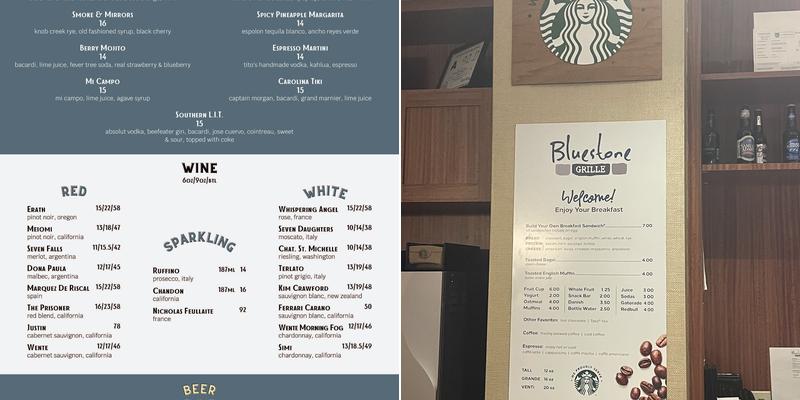 Bluestone Grille Menu