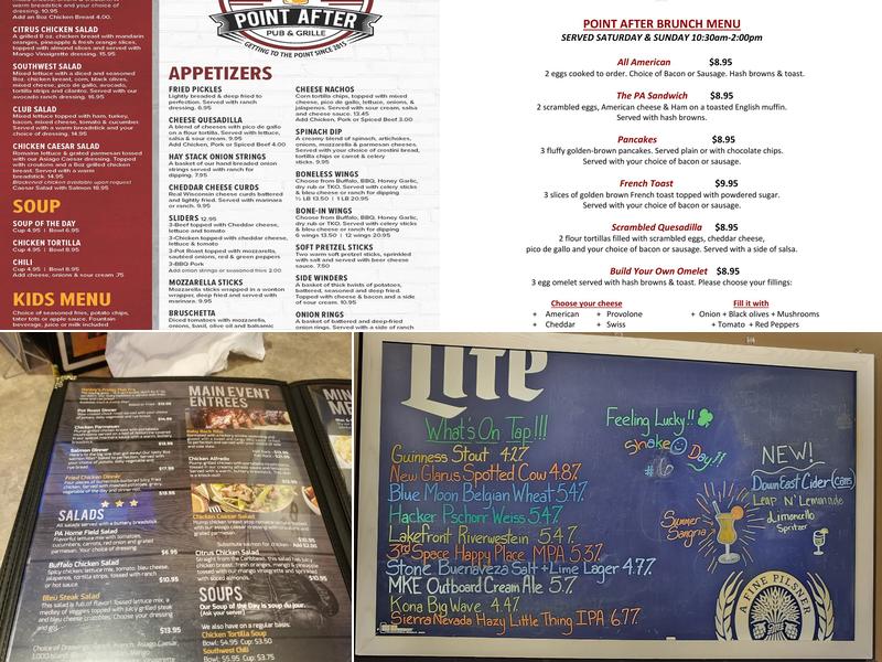 Point After Pub and Grille Menu