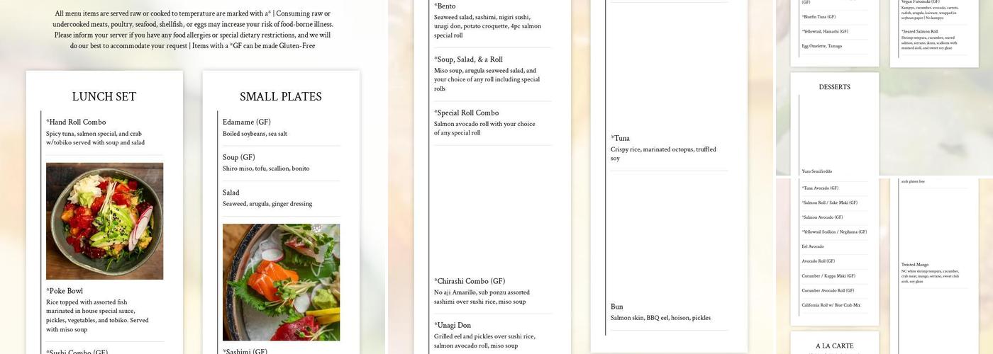 M Sushi Menu