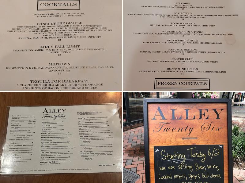 Alley Twenty Six Menu