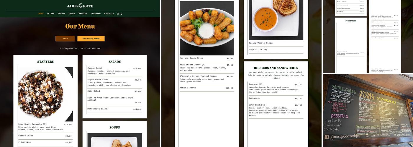 James Joyce Irish Pub and Restaurant Menu