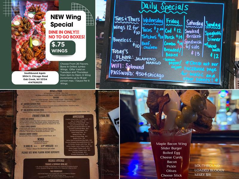 South Bound Again Menu