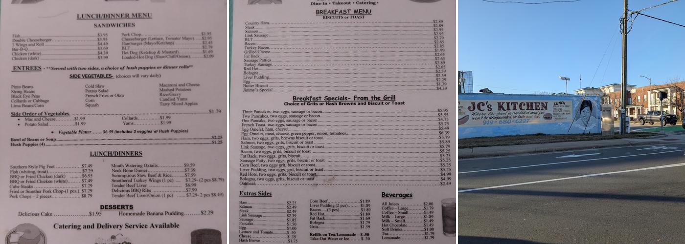 J C's Kitchen Menu