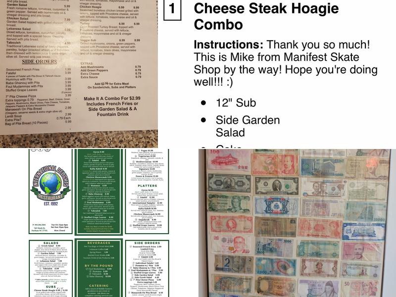 International Delights Menu