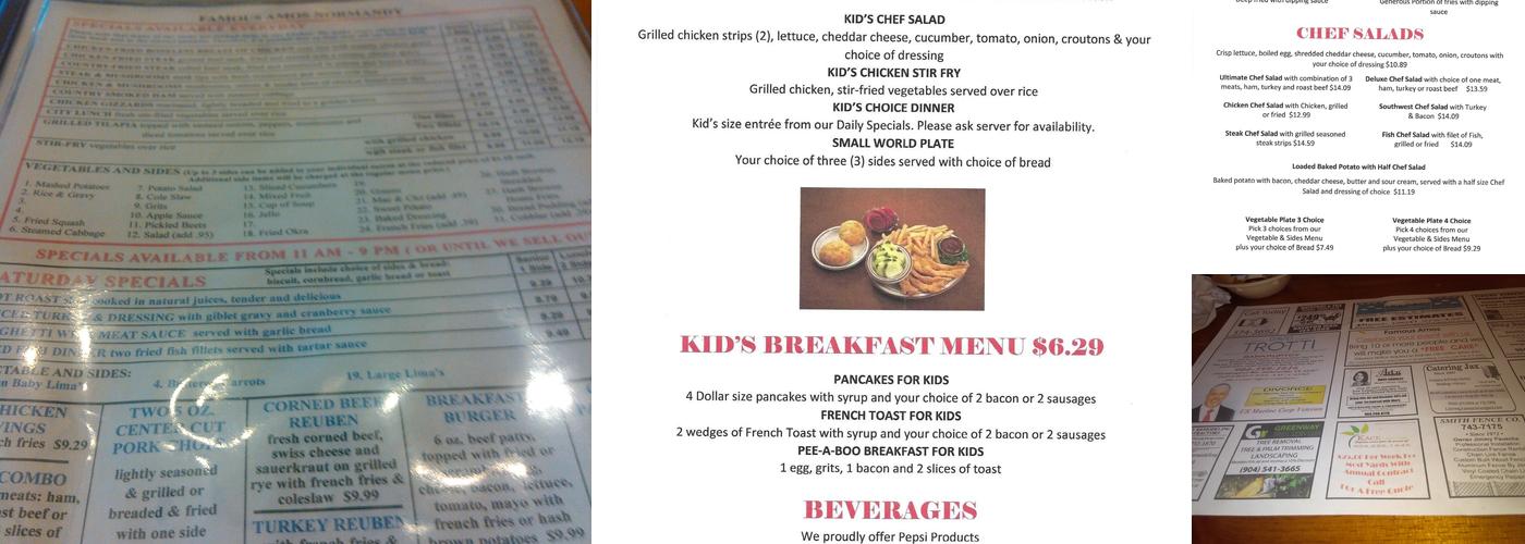 Famous Amos Restaurant Menu