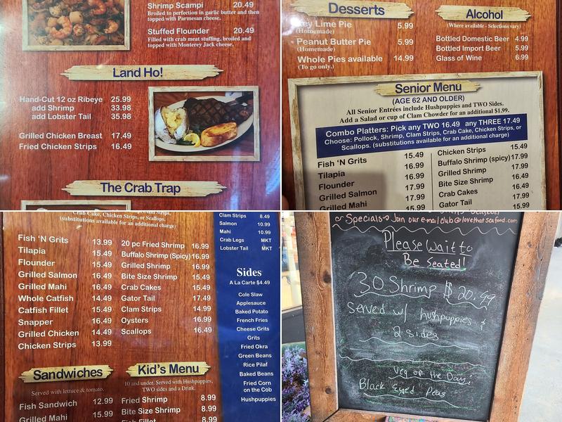 Sam's St Johns Seafood of Jacksonville Menu