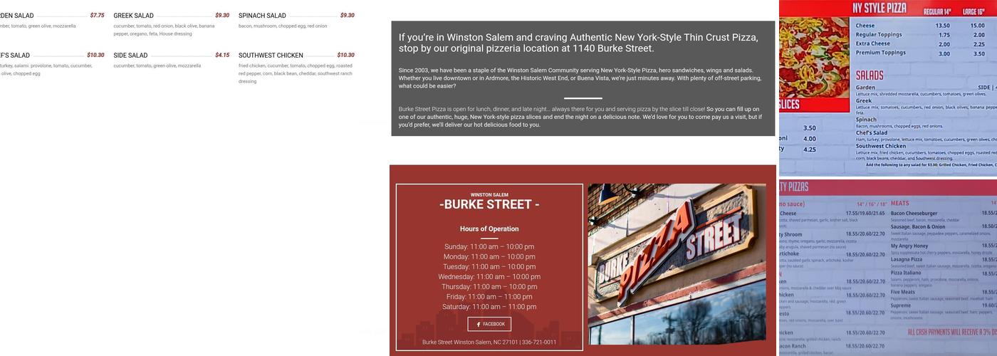Burke Street Pizza Robinhood Menu