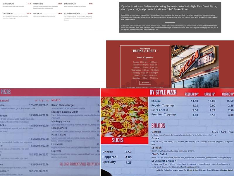 Burke Street Pizza Robinhood Menu