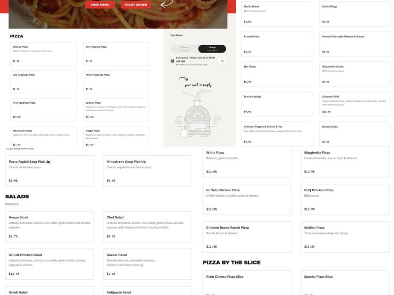 Elizabeth's Italian Restaurant Pizzeria Menu