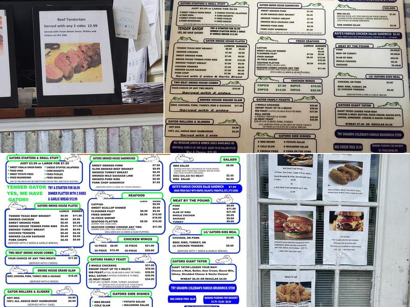 Gators BBQ Menu
