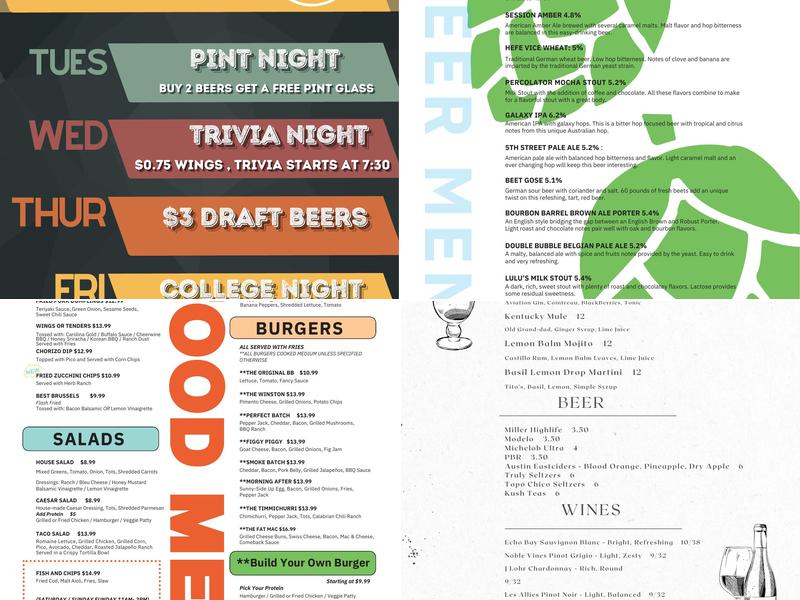Small Batch Menu