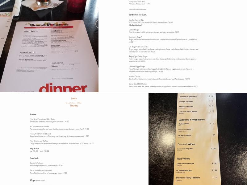 Sweet Potatoes Menu