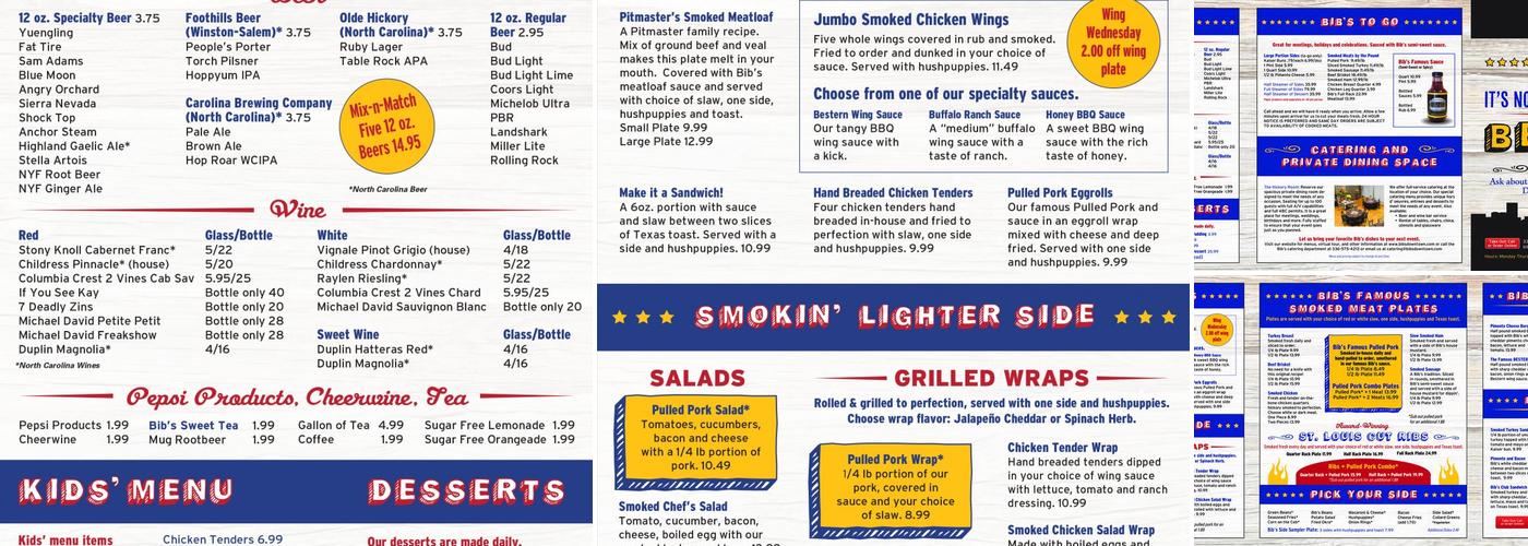 Bib's Downtown Menu