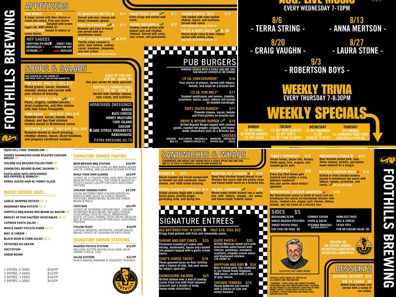 Foothills Brewpub Menu