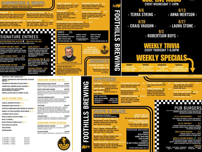 Foothills Brewpub Menu