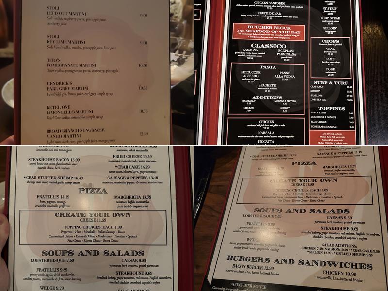 Fratellis Italian Steakhouse Winston-Salem Menu
