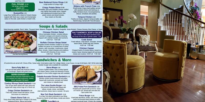 The Lakes Bar & Lounge Menu