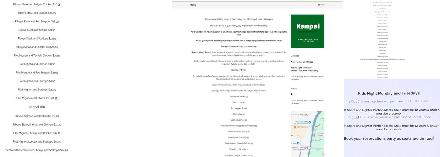 Kanpai Japanese Steak & Seafood House Menu