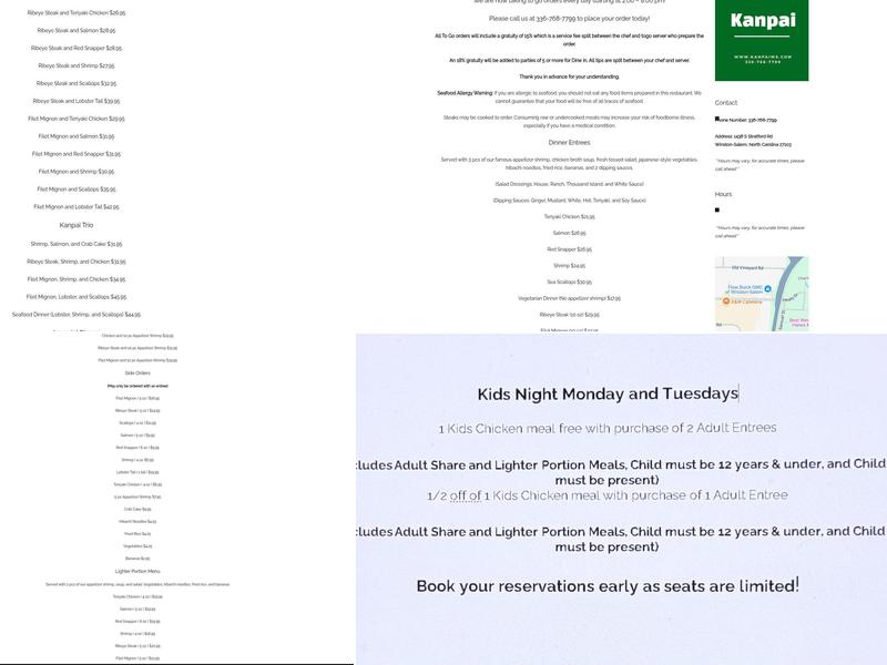 Kanpai Japanese Steak & Seafood House Menu