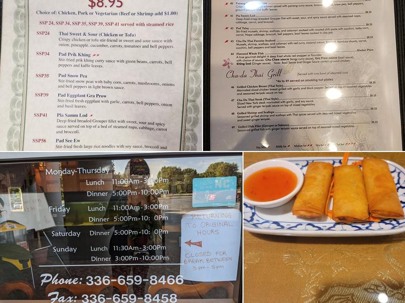 Cha Da Thai Menu