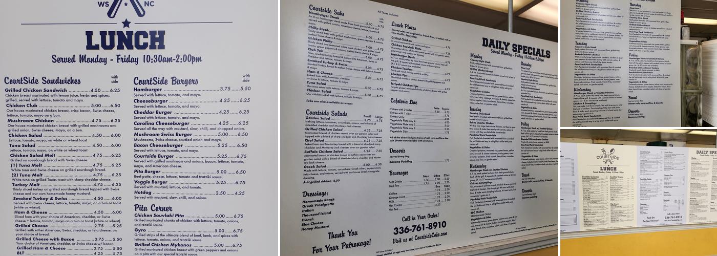 Courtside Cafe Menu
