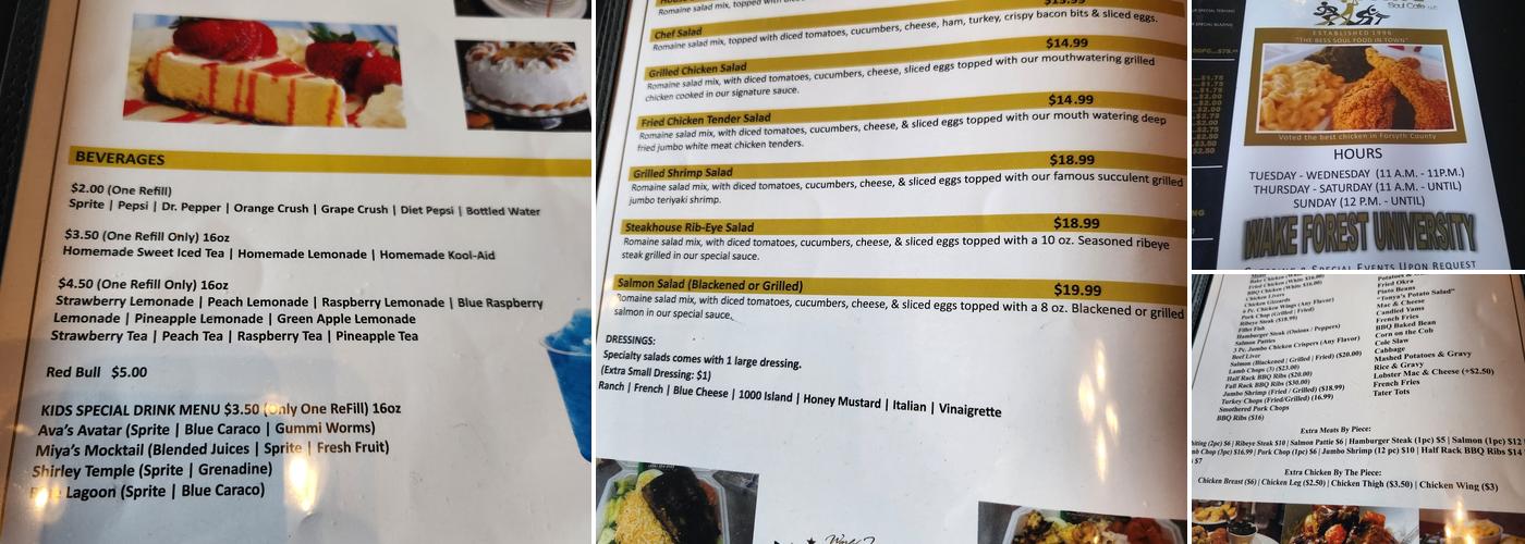 Prime Tyme Soul Cafe Menu