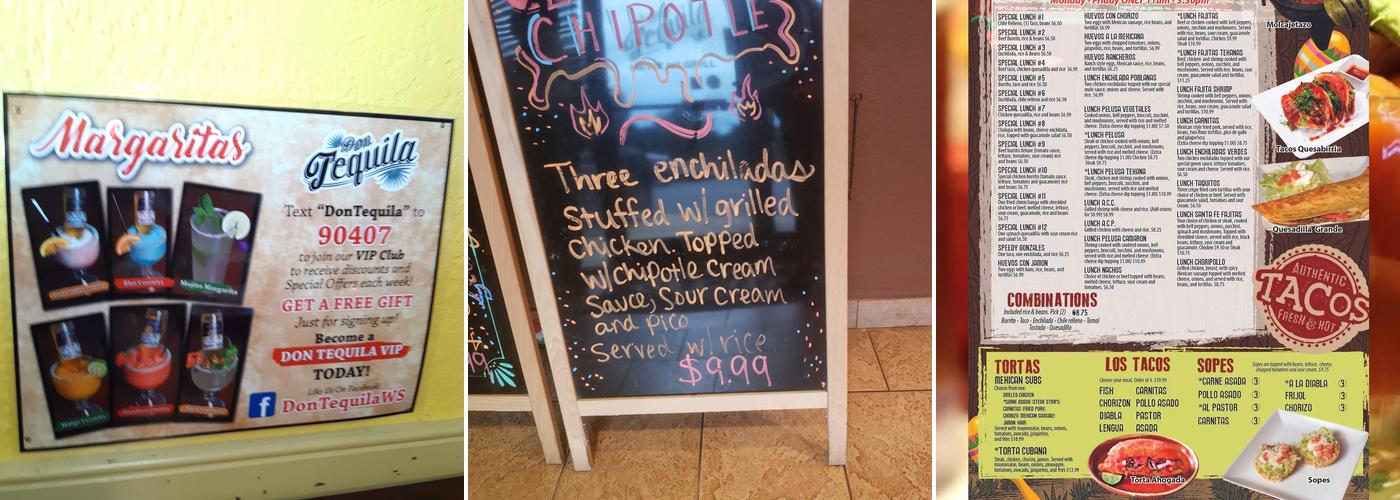 Don Tequila Mexican Grill Menu