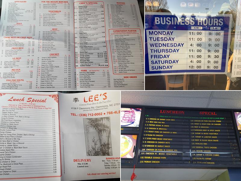 Lee's Chinese Restaurant Menu