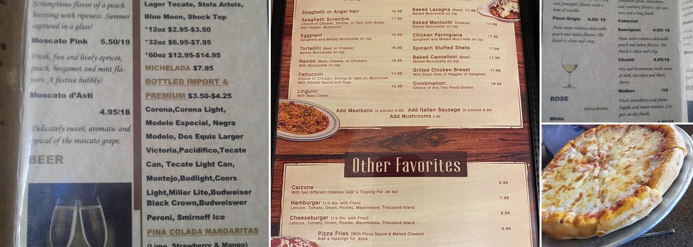 Tony's Pizza Menu