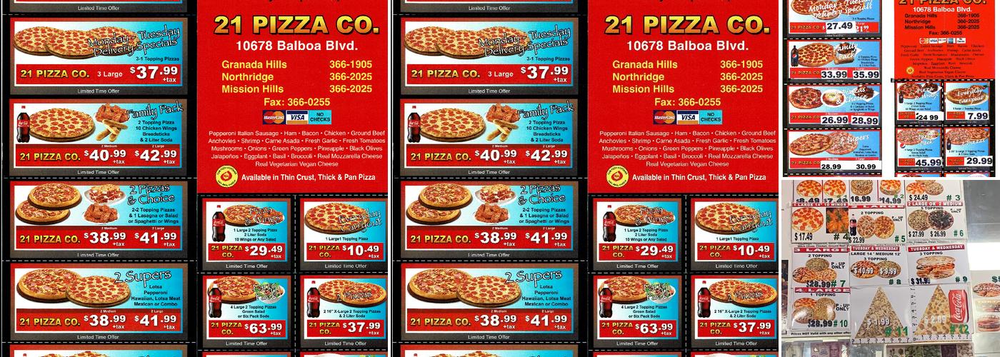 21 Pizza Co Menu