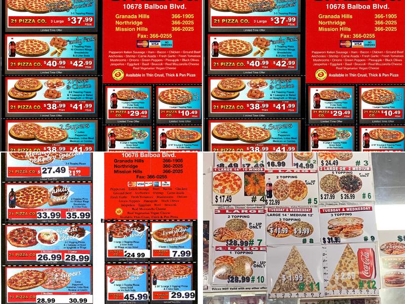 21 Pizza Co Menu