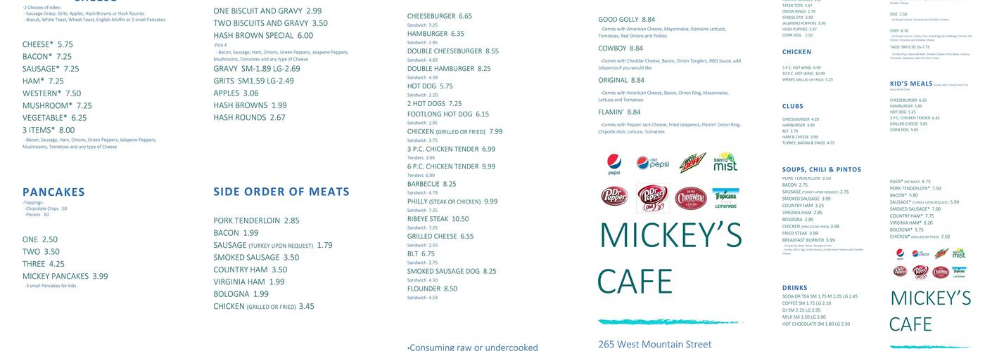 Mickey's Menu