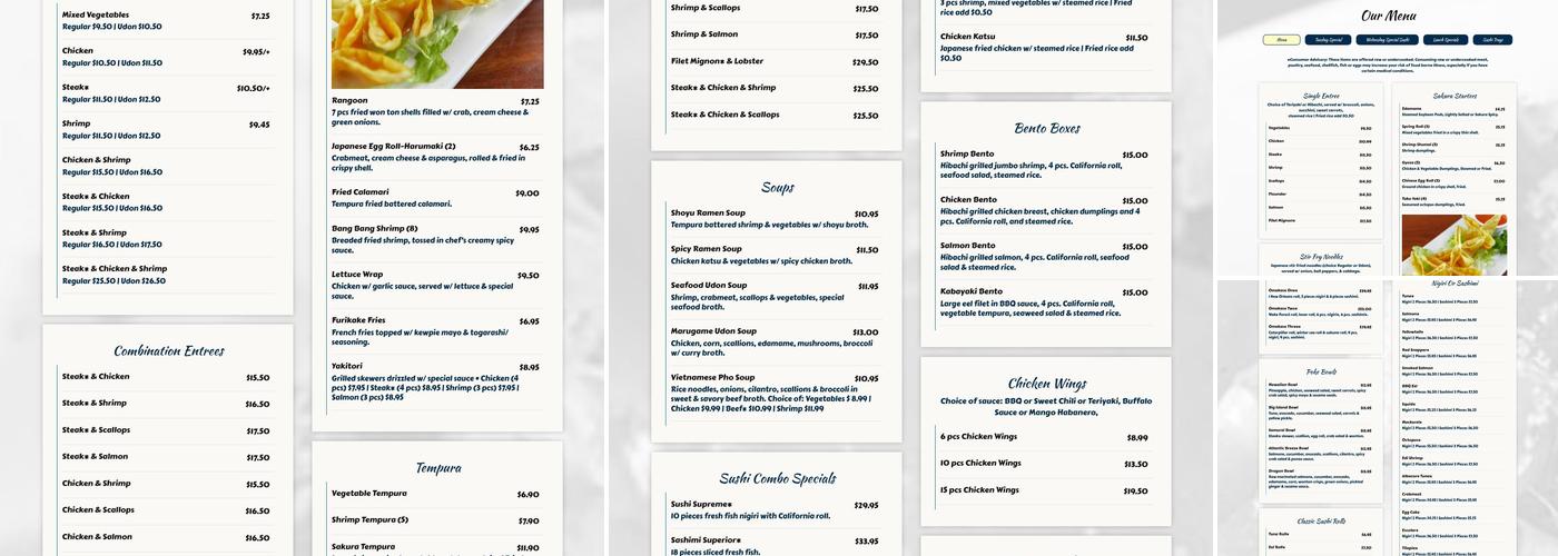 Sakura Japanese & Sushi on Stratford Road Menu