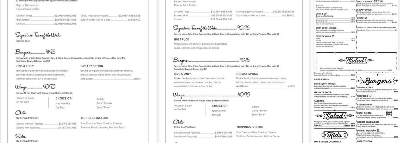 Crafted The Art of the Taco Menu