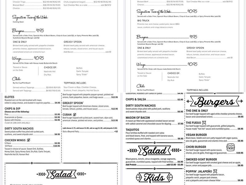 Crafted The Art of the Taco Menu