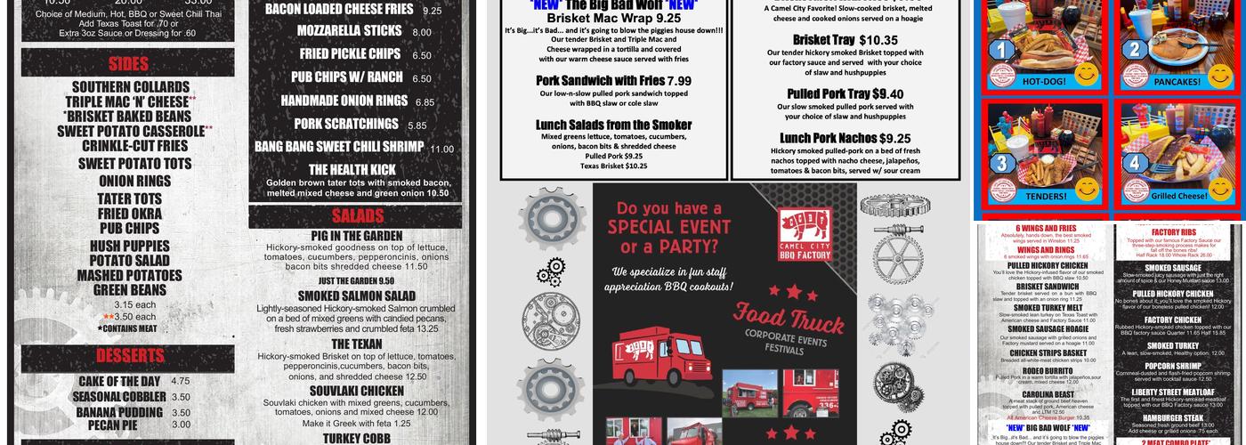 Camel City BBQ Factory Menu