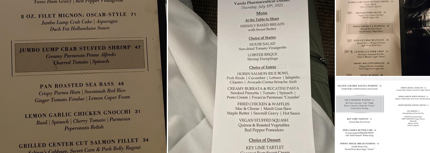 Spring House Restaurant, Kitchen & Bar Menu