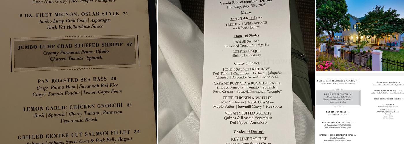 Spring House Restaurant, Kitchen & Bar Menu