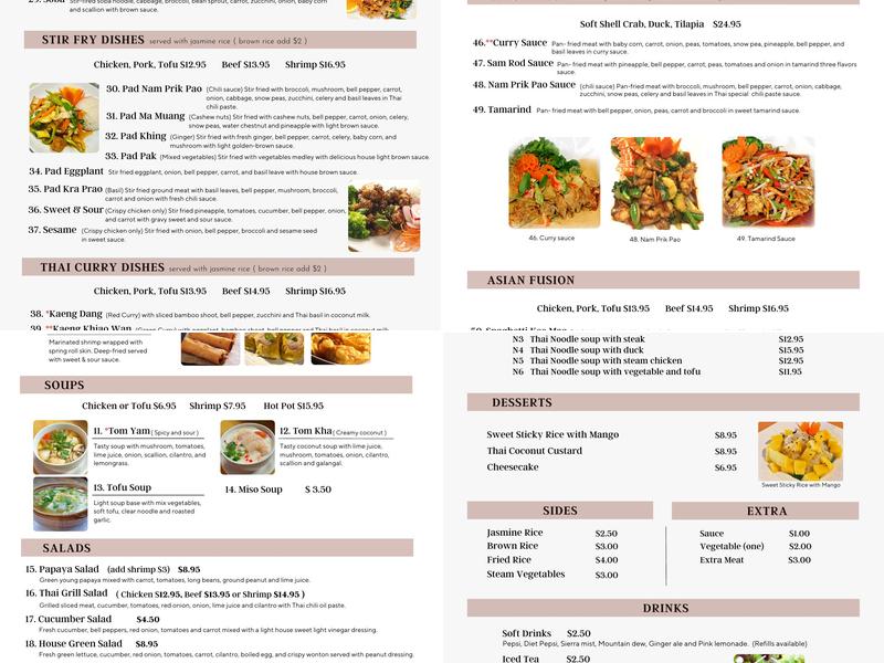 Charm Thai Restaurant Menu