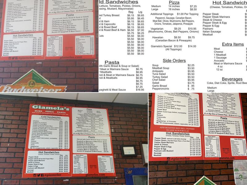 Giamela's Submarine Sandwiches Menu