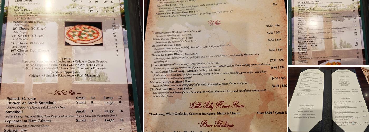 Little Italy Pizzeria and Restaurant Menu