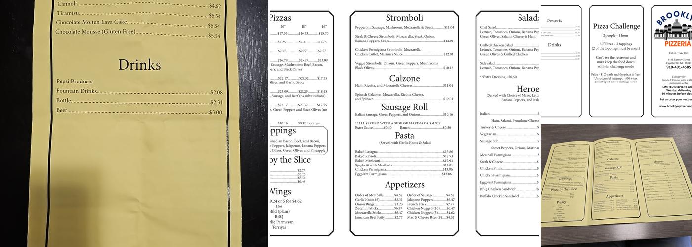 Brooklyn Pizzeria Menu