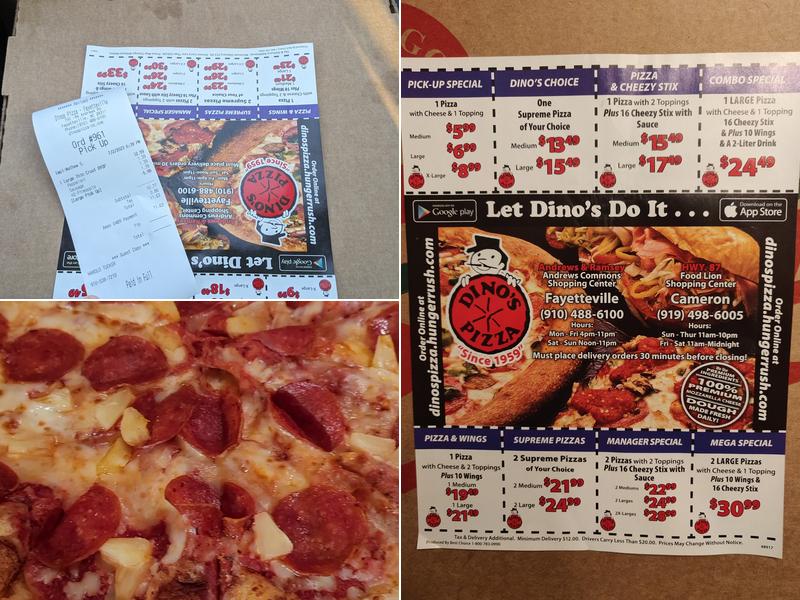 Dino's Pizza Menu
