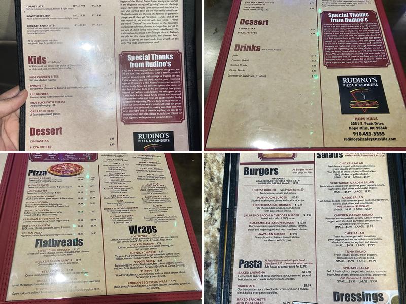 Rudino's Pizza and Grinders Menu