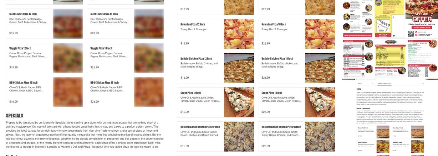 Mancini's New York Pizza & Deli Menu