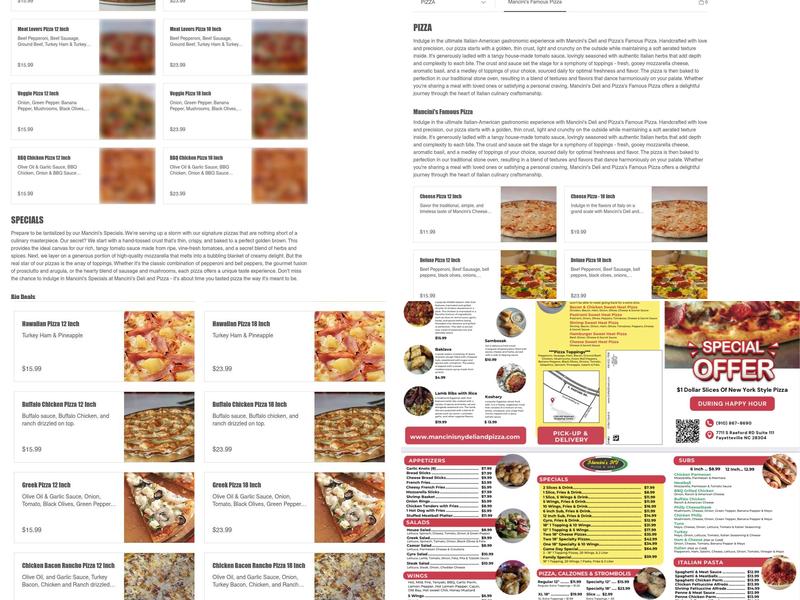 Mancini's New York Pizza & Deli Menu