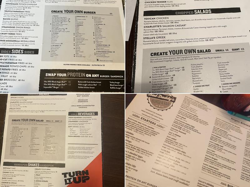 Bad Daddy's Burger Bar Menu