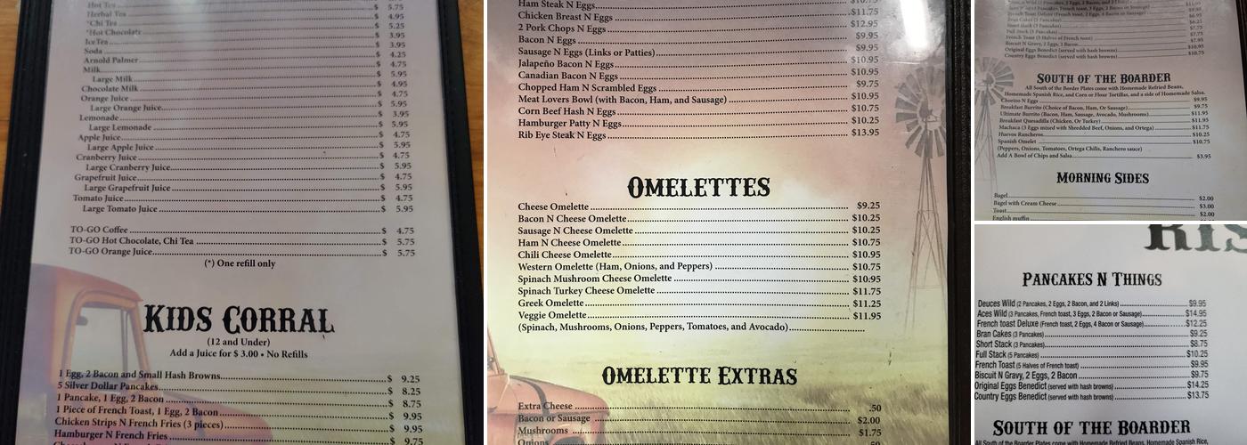 Rise N Shine Cafe Menu