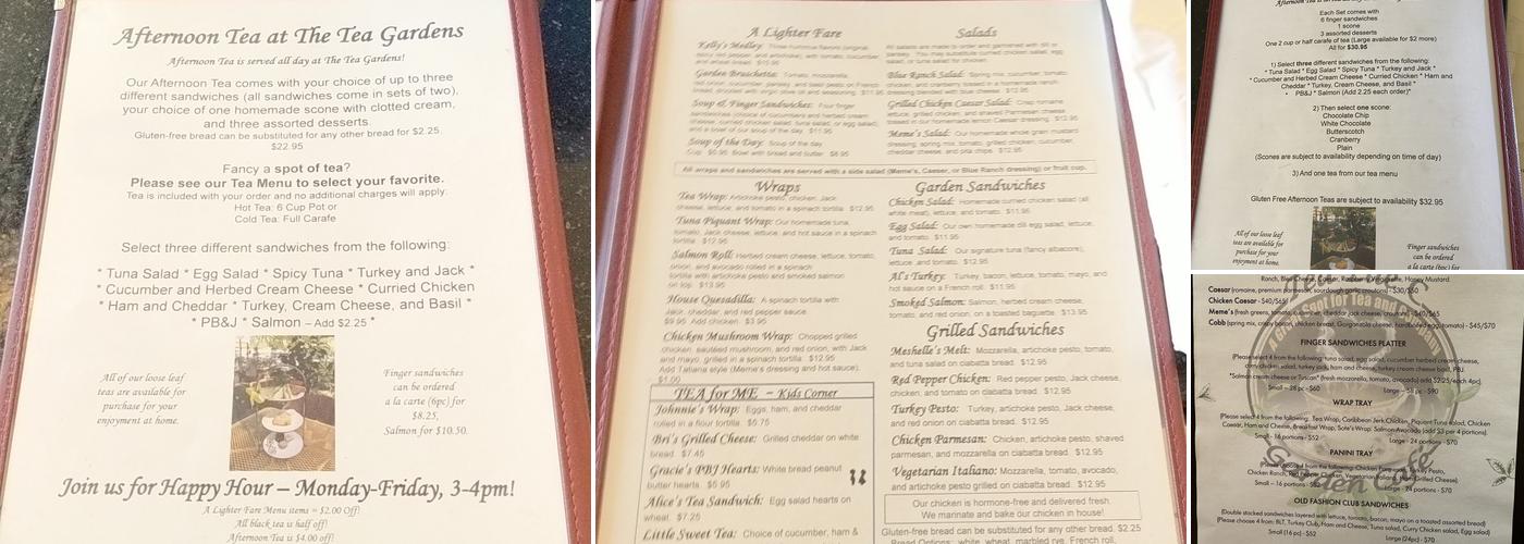 Tea Elle C Garden Cafe Menu