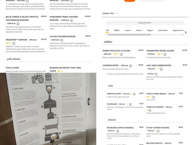 St Austell Brewery Visitor Centre & Hicks Bar Menu